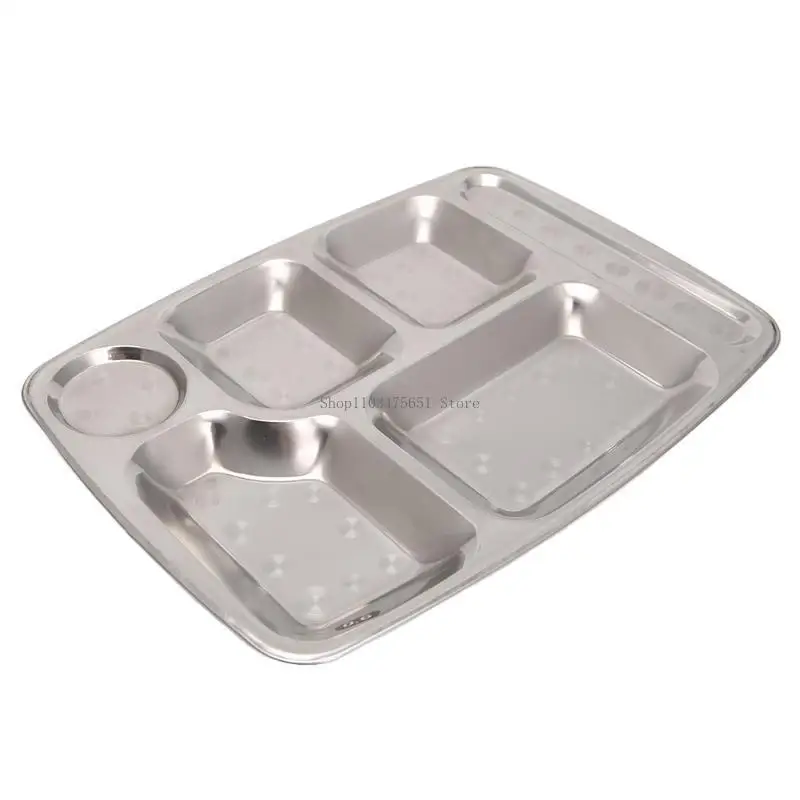 Stainless Steel Divided Dinner Dinner Lunch Container Container Plate 4/5/6 Bagian