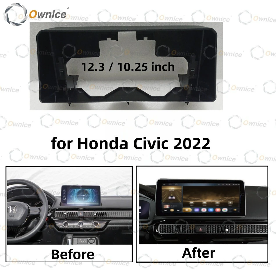 

Ownice 12,3 "10,25" четырехблоковая автомобильная рамка радиоприемника Android для Honda Civic 2022 2DIN, стерео панель, 16 контактов, жгут проводов Canbus Box