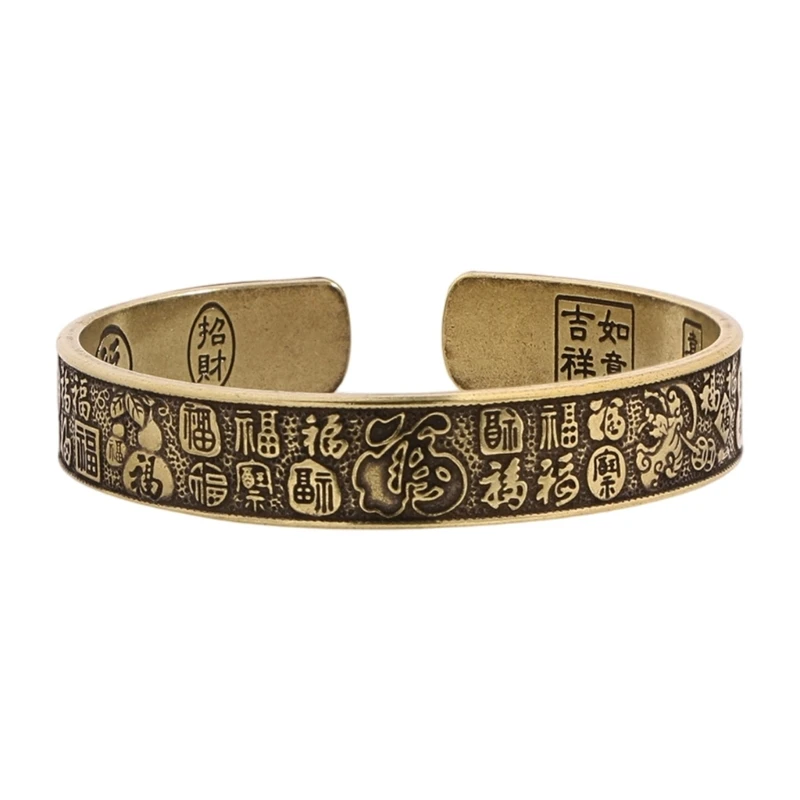  Outdoor Ready Brass Bracelet Sturdy Construction Featuring Blessings Detail