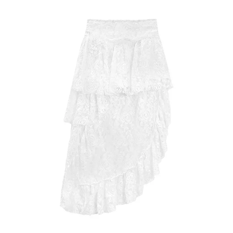 Irregular Bohemian Skirt Girls Lace Mini Skirts White Women Slim Fit Dresses Hollow Out Creativity Vestidos Para Mujer Vacation