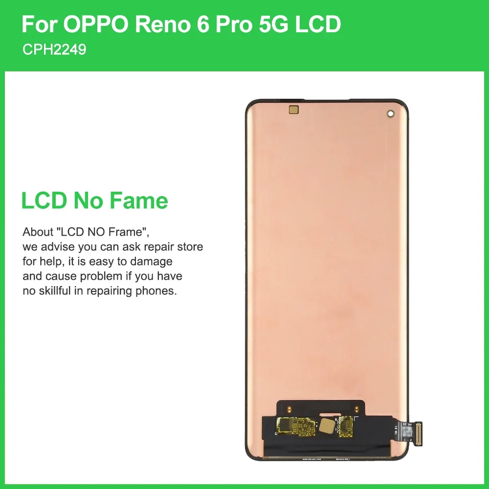 6.55\'\' For Oppo Reno6 Pro 5G LCD Display Touch Screen Digitizer Replacement For Reno 6 Pro LCD PEPM00, CPH2249