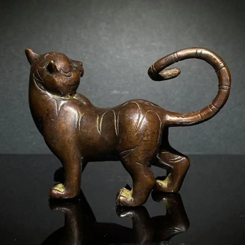 Metal Vintage Cat Statue Gift Ornament Miniature Home Decor Figurine Cute Kitten Toy Model Outdoor Garden Decoration Sculpture