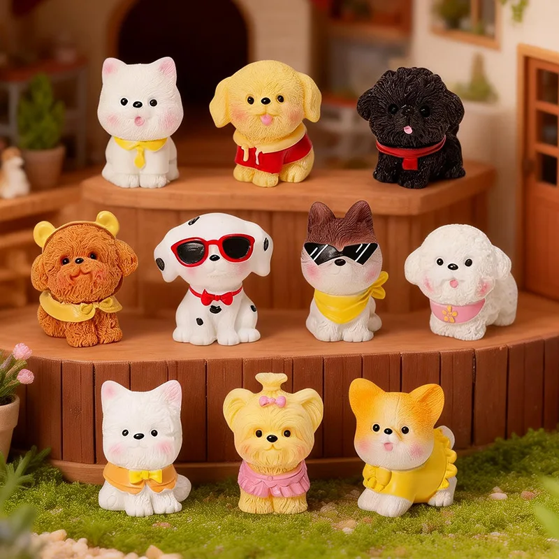 Creative Cartoon Dog Micro Landscape Figurine DIY Desktop Decor Golden Retriever Corgi Cute Blind Bag Accessory Small Ornament
