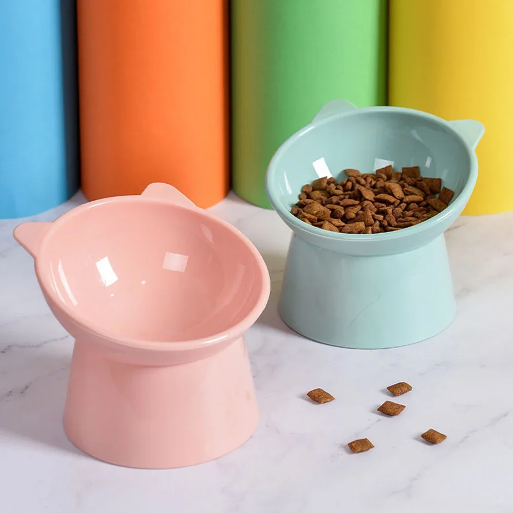 Plastics Diagonal High Feet Cute Protection Cervical Spine Dog Bowl Drink Water Bowl Pet Supplies Cat Bowl Pet Accessories ﻿