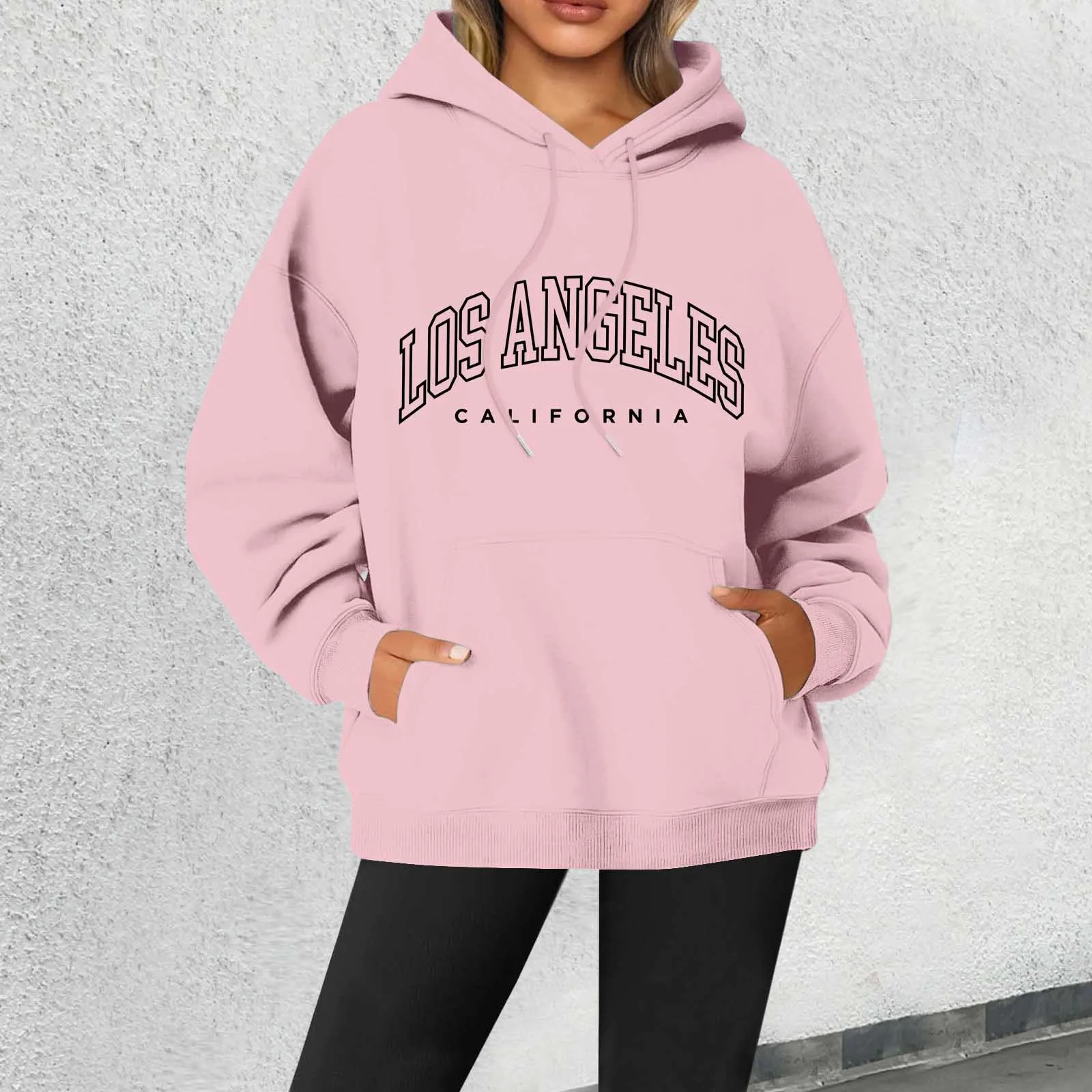 American Style Fashion Sweatshirt Autumn Hip Hop Female Hoodies Casual Fleece Top Los Angeles Art Letter Design Women Streetwea