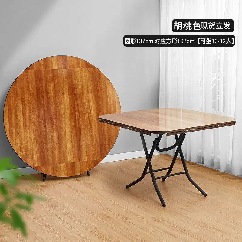 Round simple folding dining table Square Portable eating table Large round Small apartment household