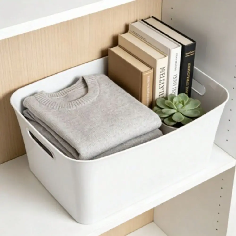 

Pack Large White Plastic Storage Bin, 15.5 In X 11.4 In X 7 In