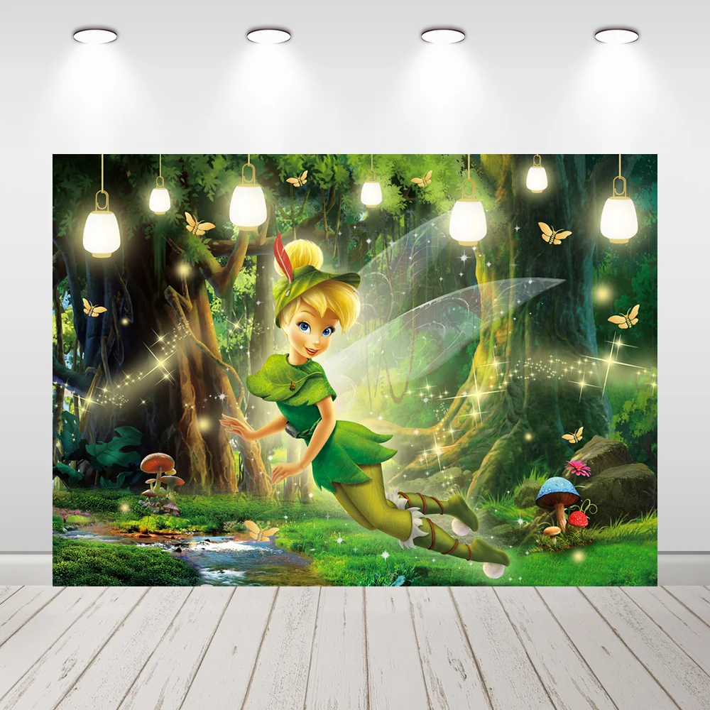 Fondo de fotografía para fiesta de cumpleaños de bebé con tema de Hada de Disney, decoración de pancarta para fiesta de bienvenida al bebé