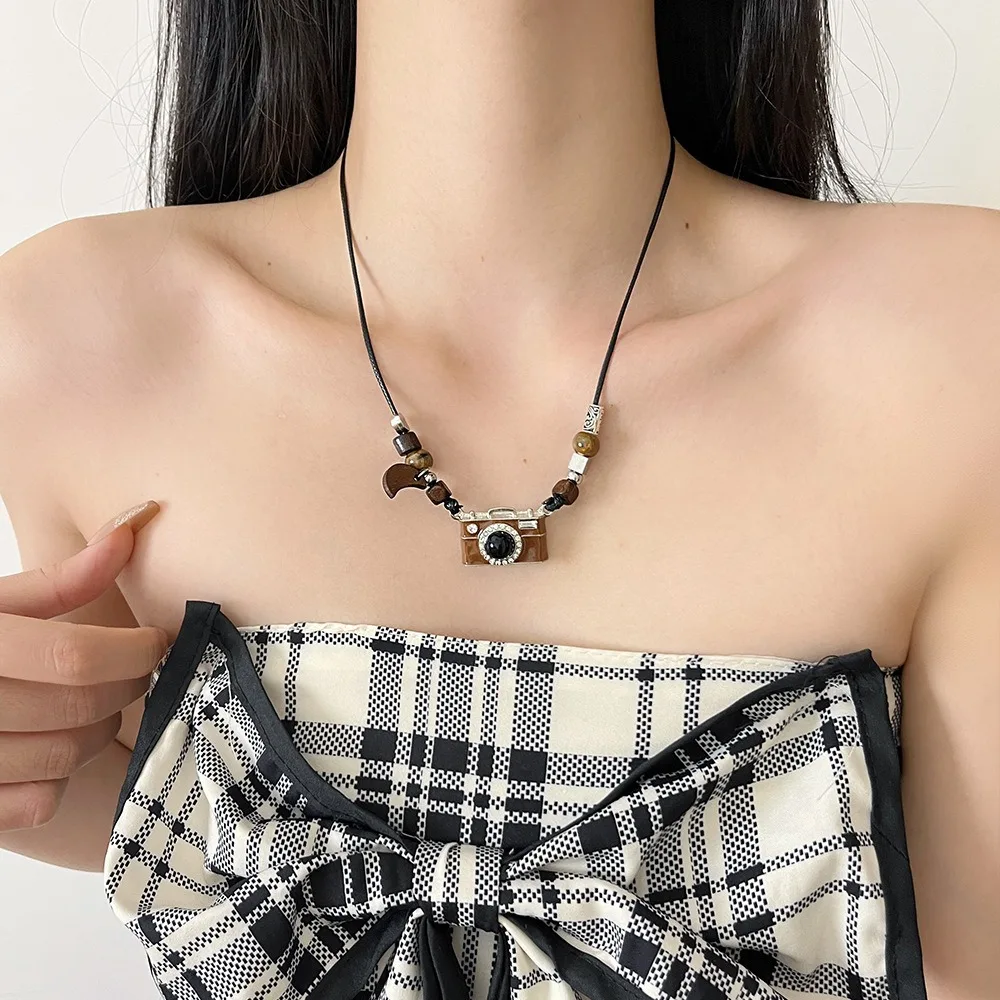 الأزياء الحلو بارد كاميرا قلادة قلادة التوابل فتاة حبل طويل الهيب هوب الرجعية قلادة الأصالة أنيقة سترة الملحقات