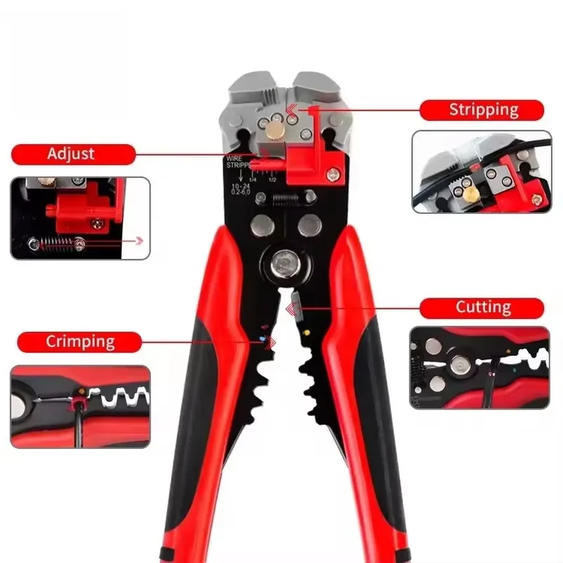 EE1 for Multifunction Heat Shrink Connectors Length Self Adjusting Multi Insulated Crimping Wire Stripper Cable Cutter Plier