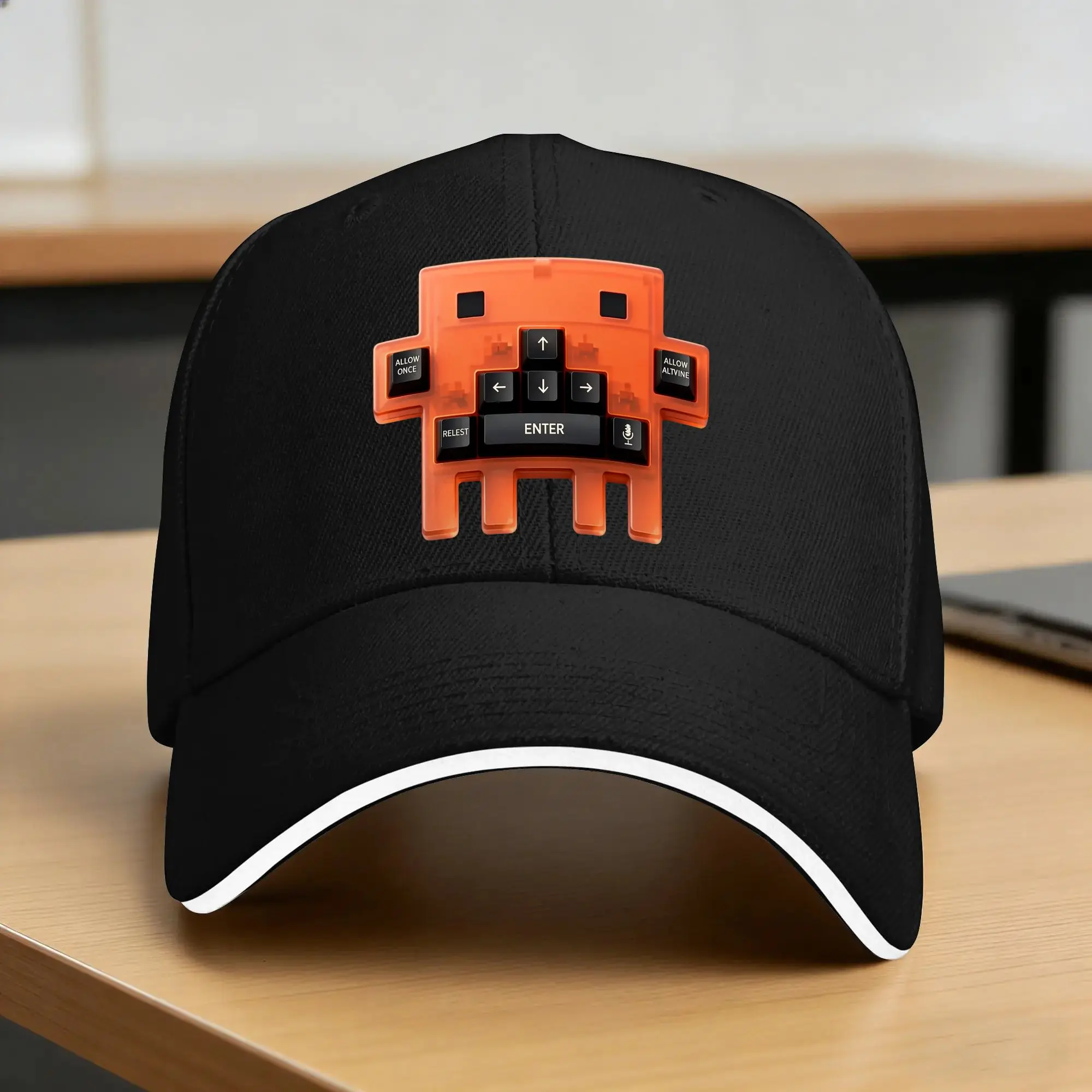 Orange Ananx1 Pixel Mechanical Keyboard 3d Render Claude Sun Baseball Cap Summer Unisex-Teens Trucker Hat Fitted Baseball Caps