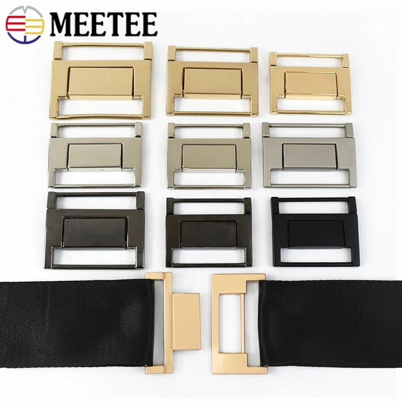 1/2/5Pc Meetee 45/50/55mm Metal Belt Buckles Coat Girdle Decorative Combined Button Clothes Snap Buckle Hook Hardware Accessory