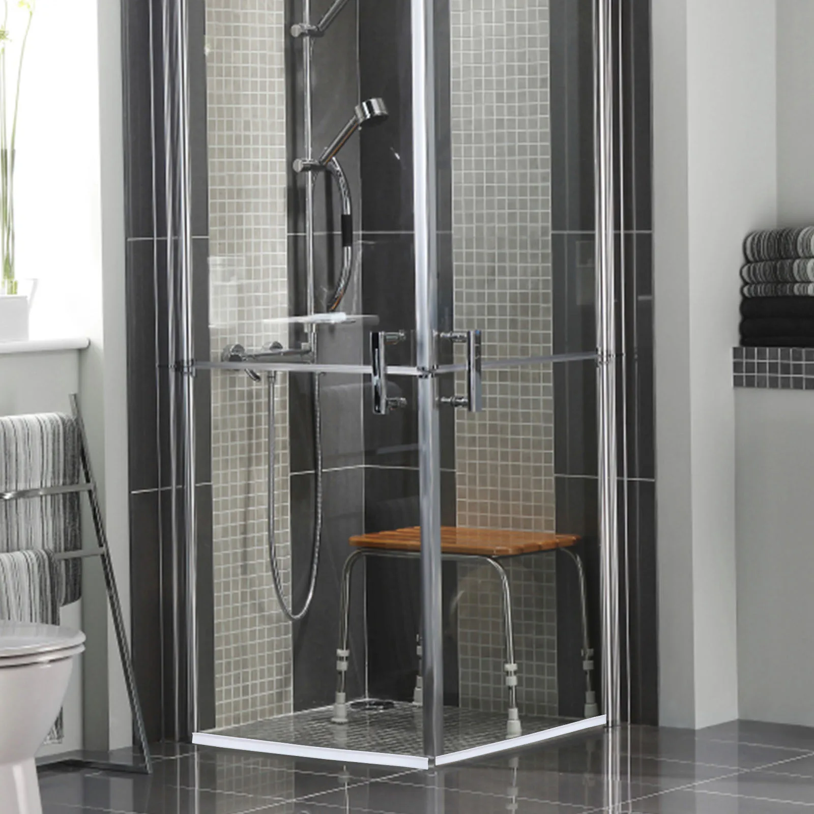 Protection contre les éclaboussures de douche de salle de bains, barrage d'eau auto-adhésif en Tpe pour douche à pied, cloison humide et sèche, seuil de sécurité bloqueur d'eau