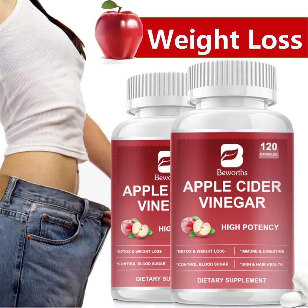 Beworths Apple Cider Vinegar Capsules for Women & Men Slimming Detox Weight Management Burning Fat Digestion Health