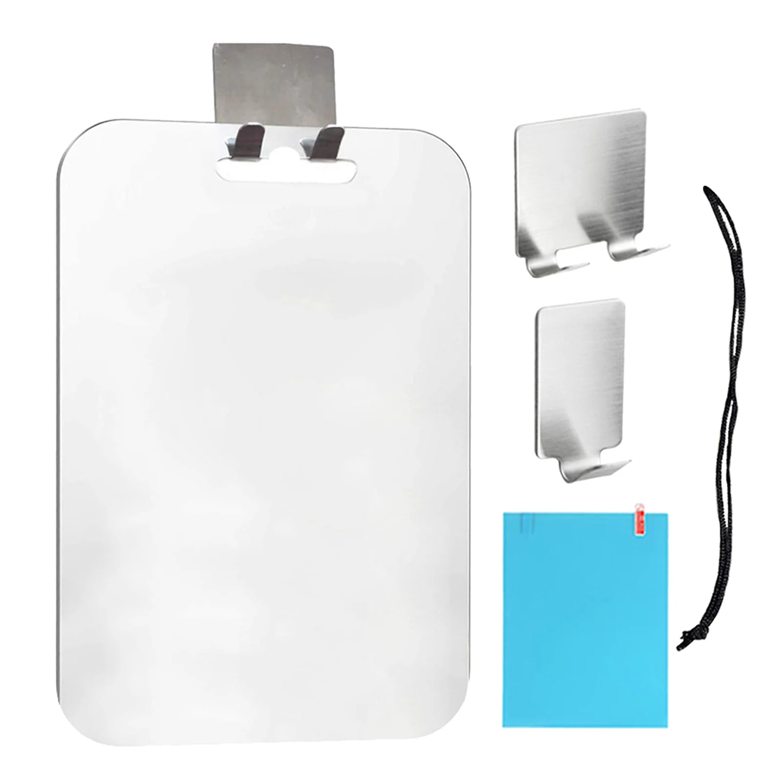 Wall Hanging Fogless Shaving Mirror for Shower Acrylic Frameless Bathroom Makeup Mirror with Adhesive Hooks for Grooming
