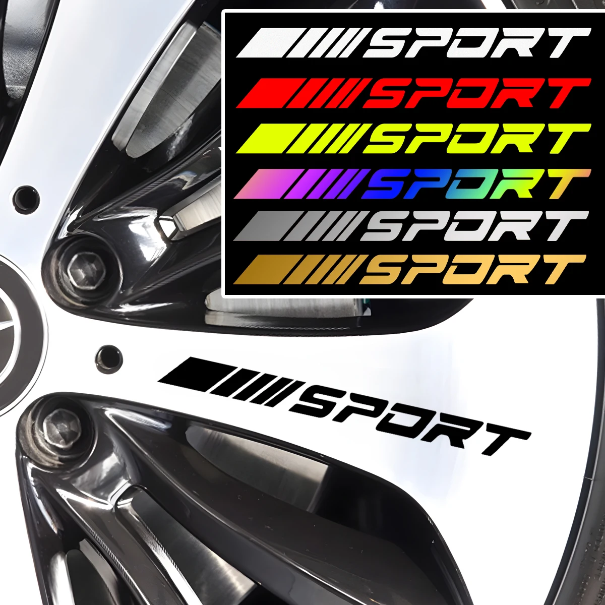 Car Brake Caliper Stickers Sport Auto Wheel Hub Reflective Vinyl Decals Accessories Motorcycle Automobile Rim Decals Accessories