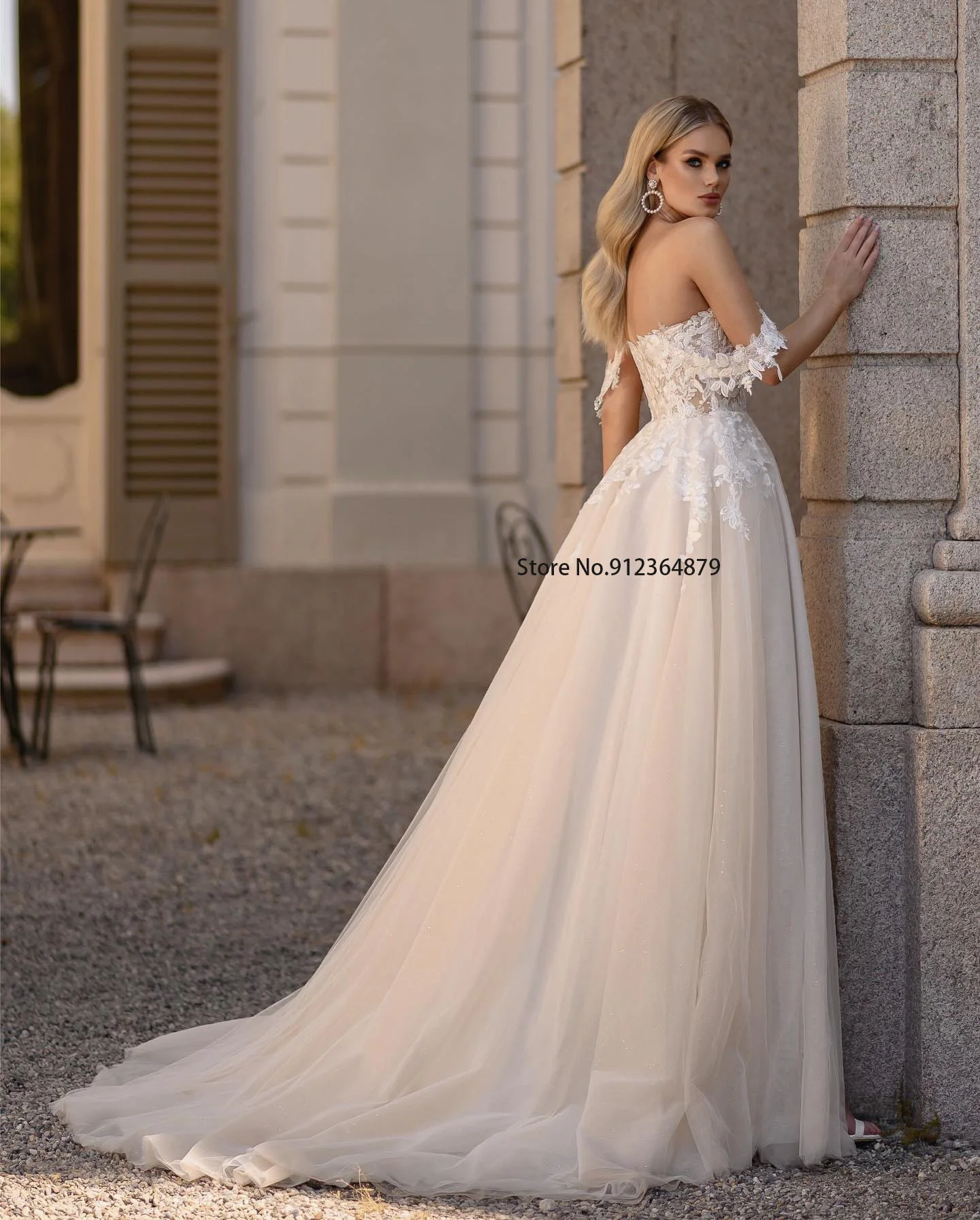 Abiti da sposa eleganti con scollo a cuore e applicazioni in pizzo con spalle scoperte abiti per eventi speciali Abiti da sposa A Line 2023