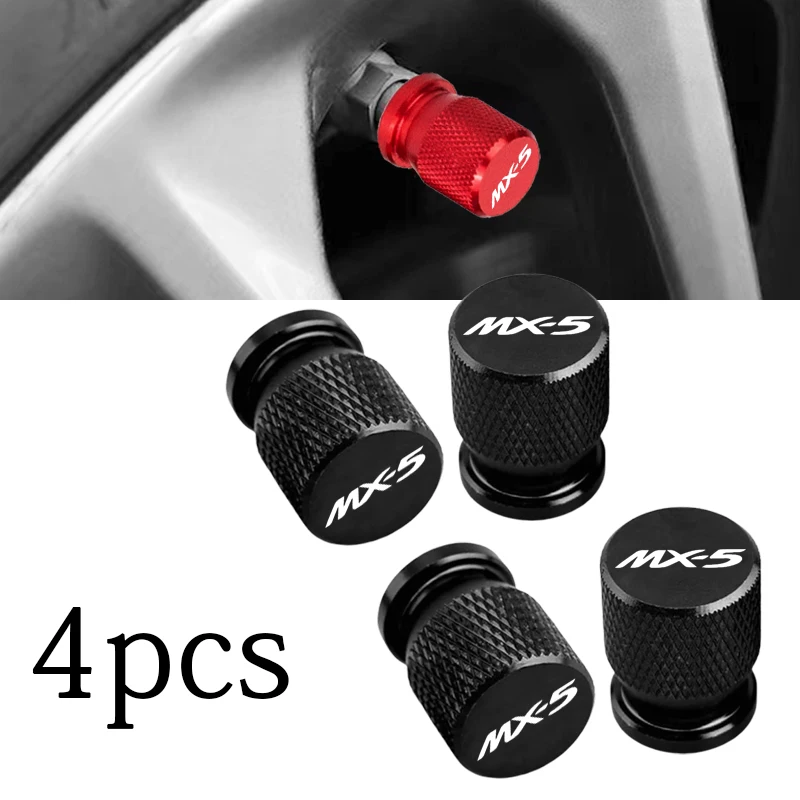 4 pçs tampas da válvula do pneu da roda do carro tampas da haste do pneu airdust à prova dwaterproof água para mazda MX-5 miata na nb nc nd 1990-2025 acessórios