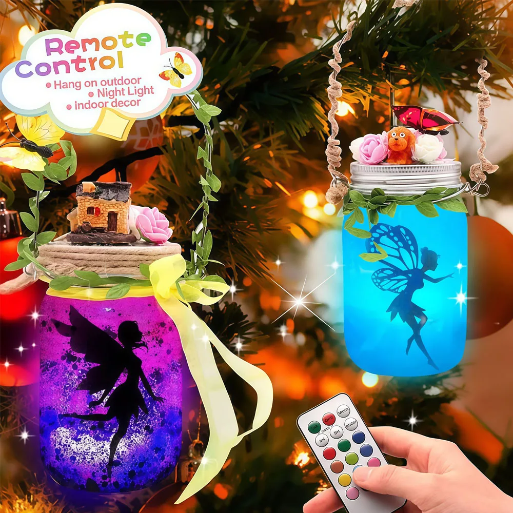 Solar Mason Jar Fairy Light – مجموعة أدوات يدوية LED للأطفال |   ديكور إبداعي للعطلات وهدية للحفلات للهالوين وعيد الميلاد