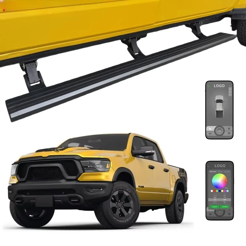 

2016 2019 2021 RAM 1500 2500 TRX Limited Crew Cab Accessories Auto Power Running Boards Off Road Side Steps With Light
