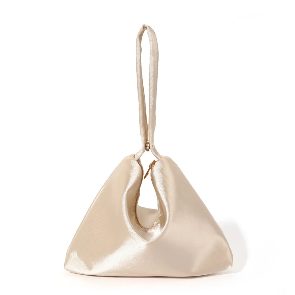 Classic Simple Pure Triangle Tote Bags Retro Fashion Champagne Gold Black Satin Small Handbags Prom Party Clutches For Women