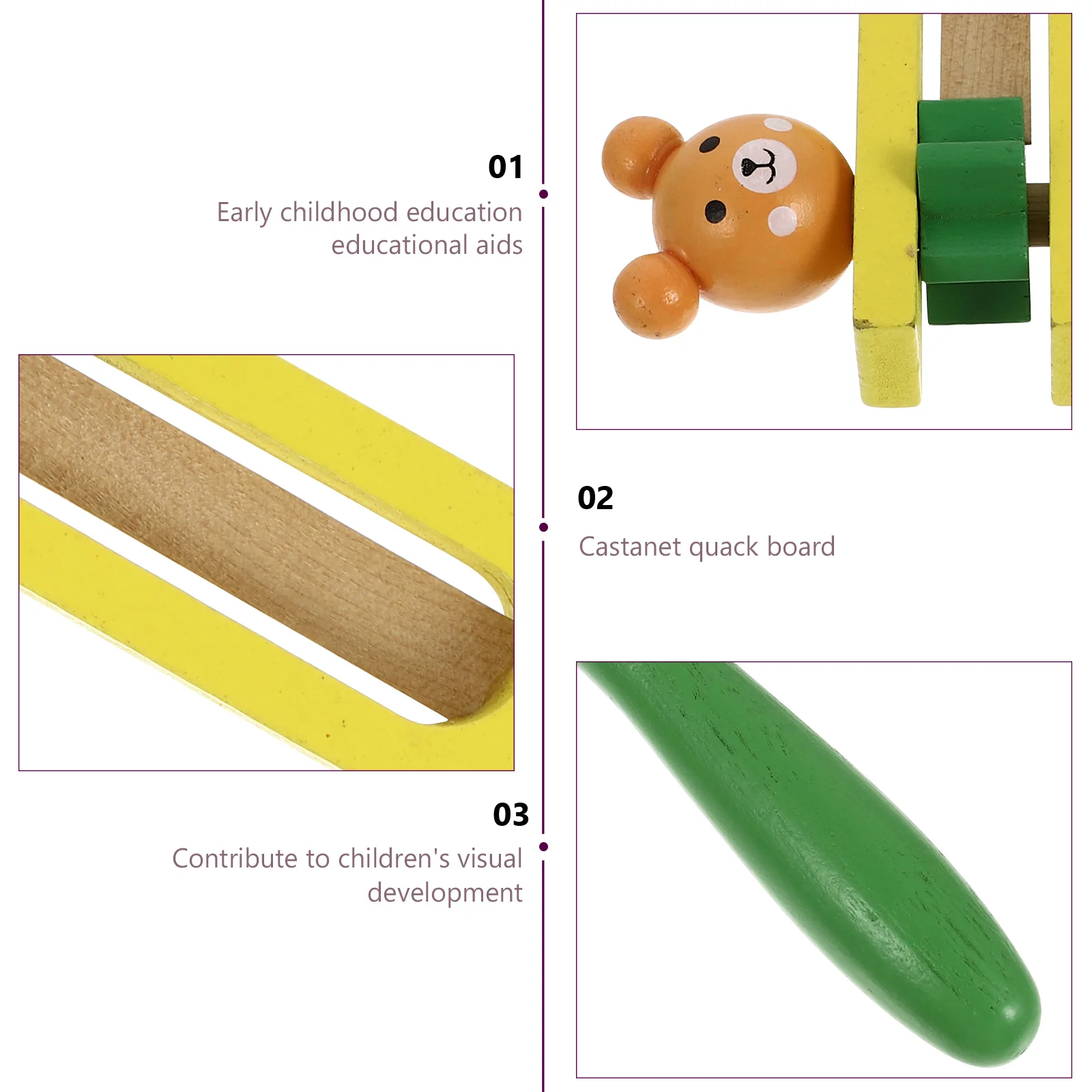 

2 Pcs Early Teaching Aids Kids Musical Instruments Enlightenment Toys Wooden Birch Travel