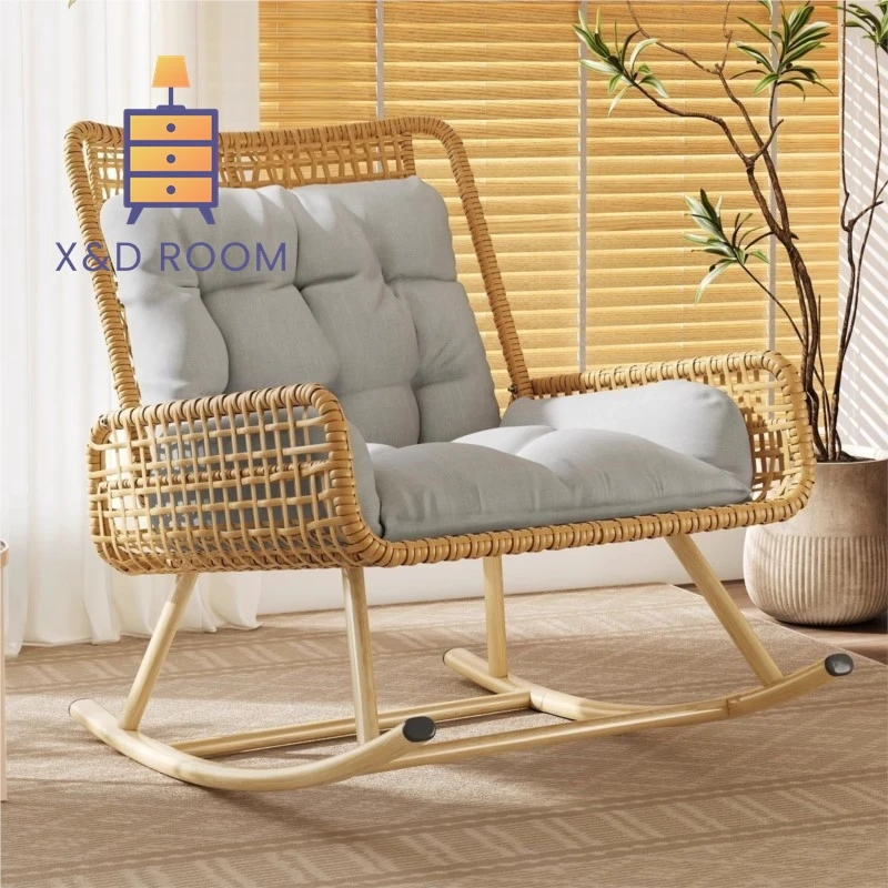 XD Leisure Rattan Rocking Chair Creative Nap Balcony Rocking Sofa Internet Celebrity Carefree Adult Living Room Lazy Lounge Sofa