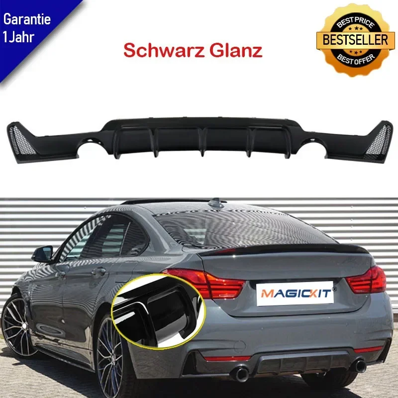 MagicKit GLOSS BLACK M PERFORMANCE REAR DIFFUSER FOR BMW 4 SERIES F32 F33 F36 M SPORT