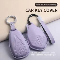 Fashion Car Remote Key Case Cover For CHANGAN Deepal S07 L07 SL03 S7 G318 S05 Shenlan Deepal Auto Key Fob Shell Leather Car
