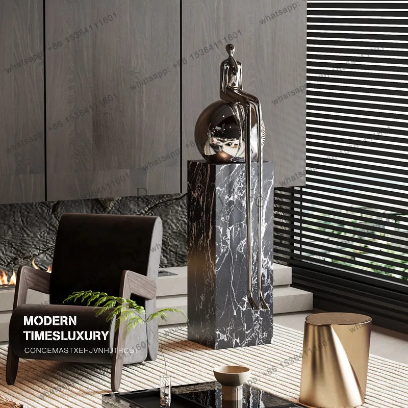 Electroplated simple long-legged figure welcome sculpture floor ornament soft decoration