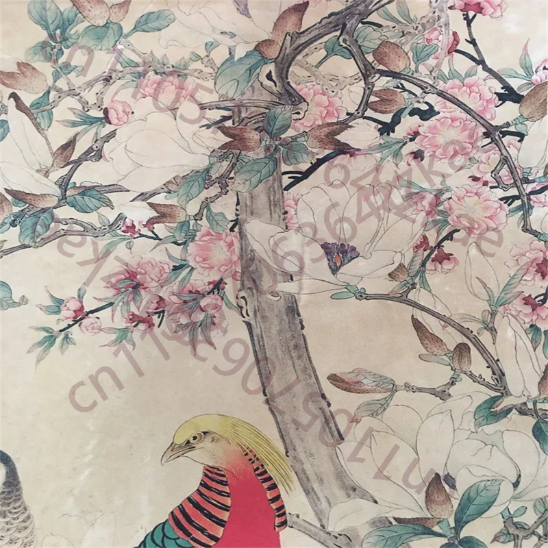 China Old Scroll Painter's Rice Paper Wall Art Slice Yu Jigao's luxurious attire and wealth Picture  Traditional Asian Decor