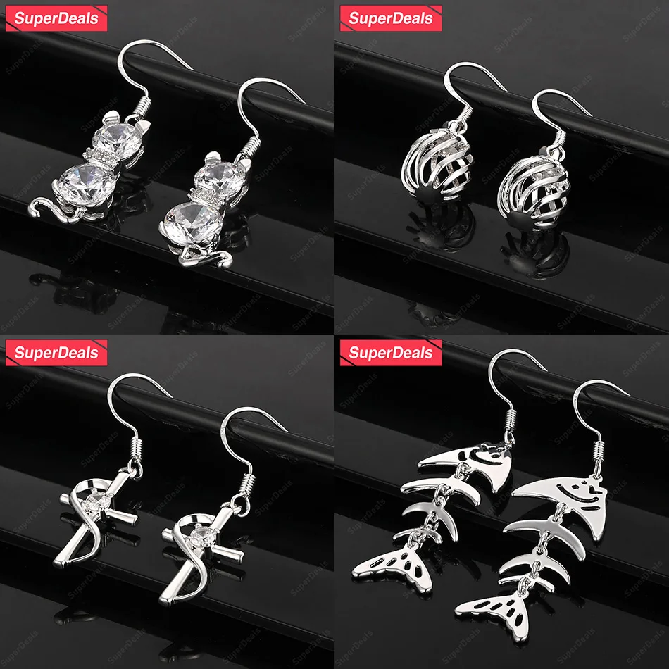 

SuperDeals 925 Sterling Silver Cross Lantern Drop Earrings Classic Luxury Zircon Women Fashion Party Fine Jewelry Holiday Gift