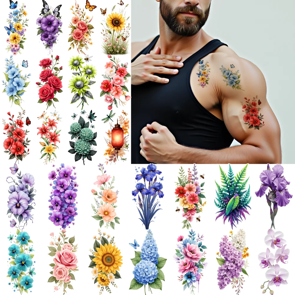 

9pcs Temporary Tattoo Butterflies Temporary Tattoo Stickers Dragonflies Sunflowers Waterproof Long-lasting Body Stickers For