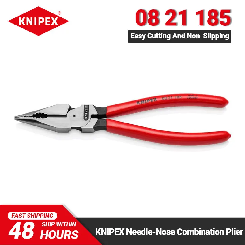 

KNIPEX 08 21 185 Needle-Nose Combination Pliers 7.2 Inch High Leverage Joint Stable Tips Hand Tools