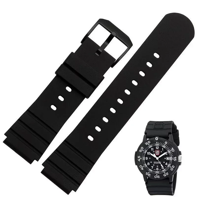 Silicone Rubber Waterproof Watchband for Luminox Men\'s Diving Adventure 3901 3001.Bo 3000 Convex Interface Accessories