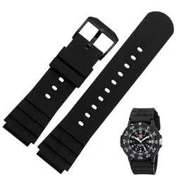 Silicone Rubber Waterproof Watchband for Luminox Men's Diving Adventure 3901 3001.Bo 3000 Convex Interface Accessories