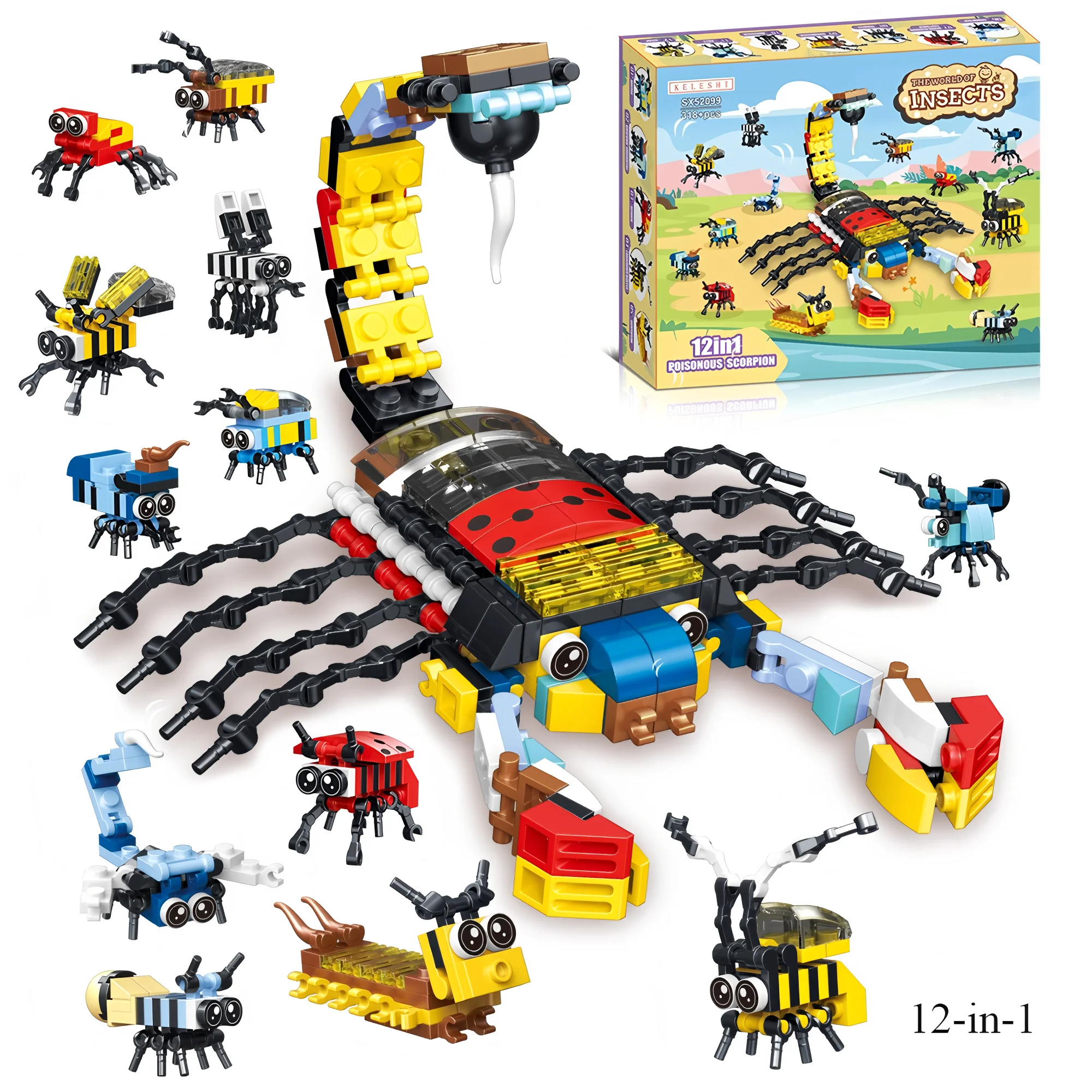Neues 12-in-1-Dinosaurier-Baustein-Modell, Lernspielzeug für Kinder, Geburtstagsgeschenk, Weihnachtsgeschenk – Detail 1
