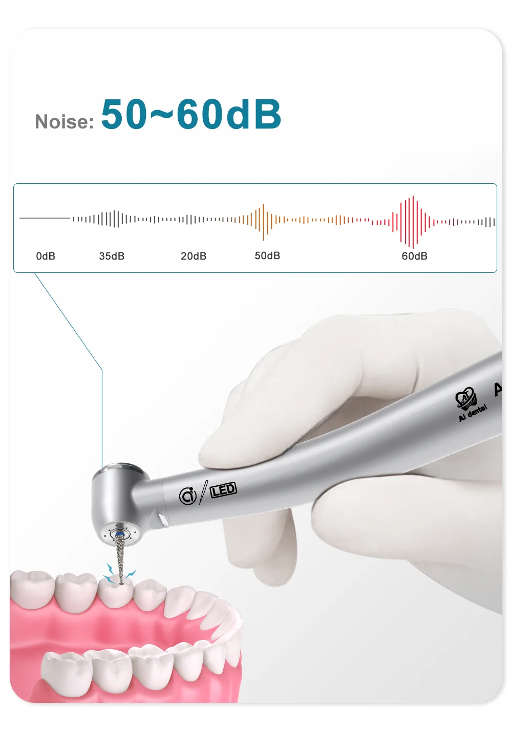 Dental High Speed Hand Piece LED Self-Luminous Air Turbine Handpiece 2 Holes 4 Holes Dentist Chair Parts Small Head M500LG