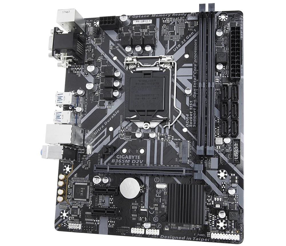 GIGABYTE B365M D2V Micro ATX Intel B365 M.2 SSD Baru 32G Dukungan Saluran Ganda 8 9 Gen LGA 1151 CPU Motherboard