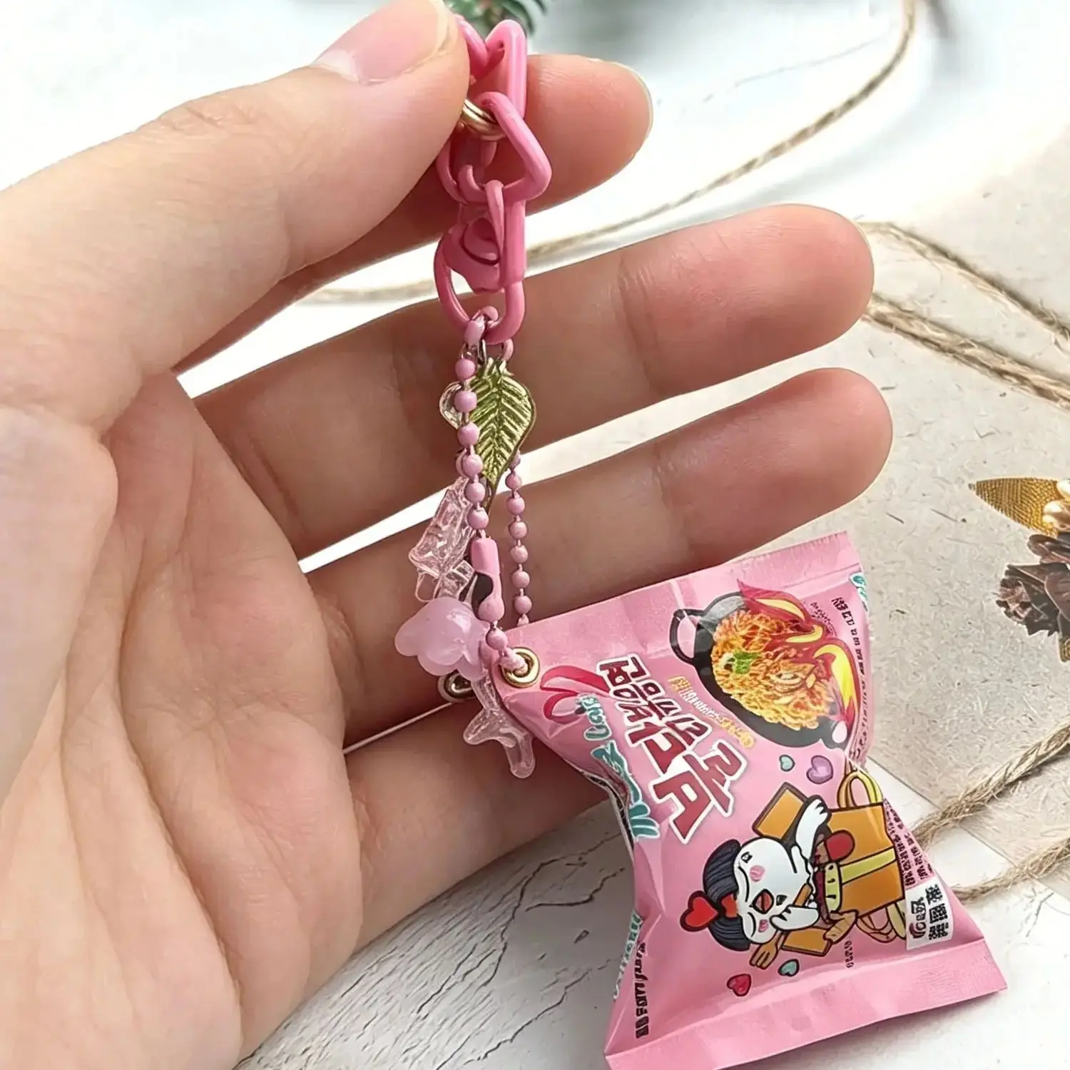 Llaveros Buldak Ramen hechos a mano, estéticos