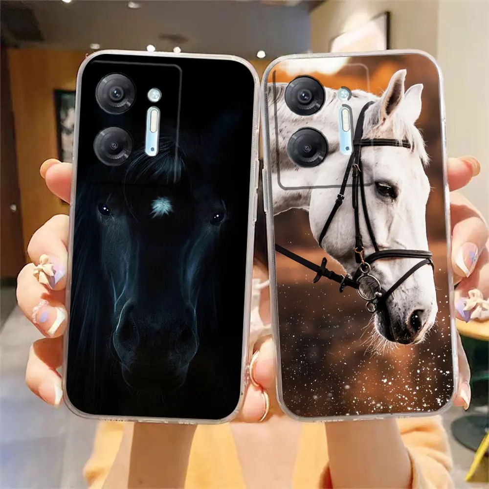 Clear Phone Case For Infinix HOT 9 10 11 12 12i 20 20s 30 30i POVA 2 3 4 PRO PLAY Case Funda Capa Shell Handsome Animal Horse