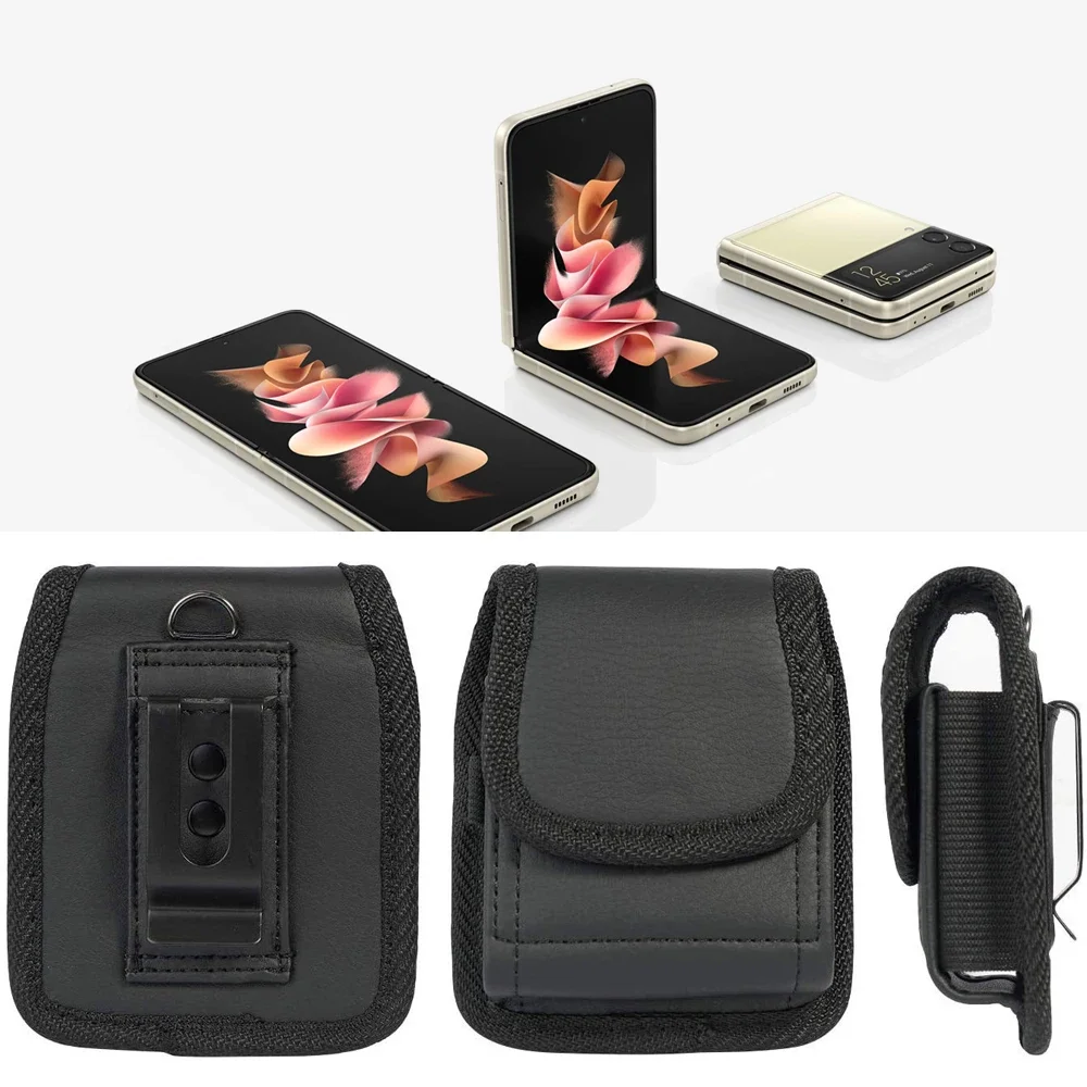 New Men Phone Pouch For Samsung Z Flip 3 5G Belt Clip Holster Oxford Cloth Phone Case For Galaxy Z Flip3 5G SM-F711B Waist Bag