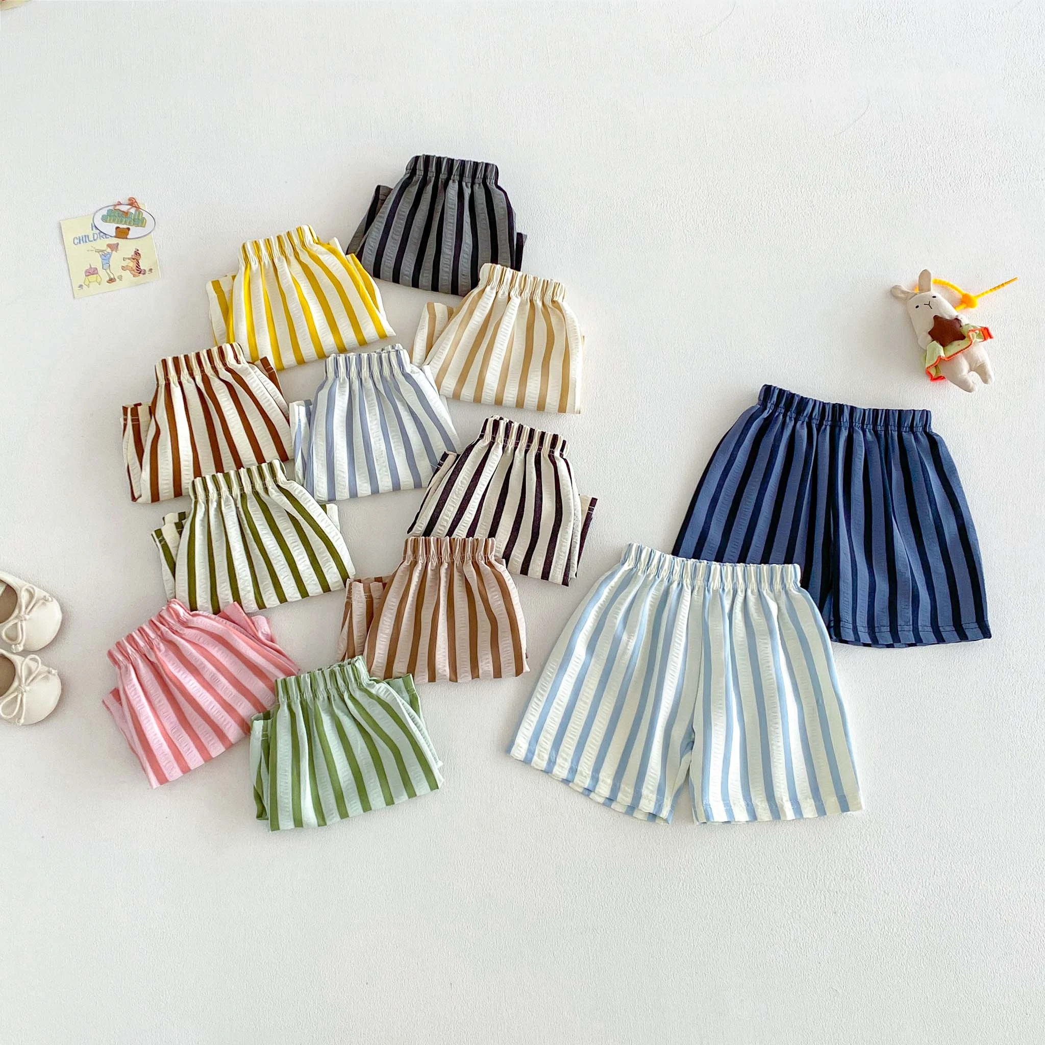 Little Children All Match Vertical Stripe Shorts Kid Cool Fabric Wide Leg Pants Perfect For Children Summer Daily Bottoms Wear