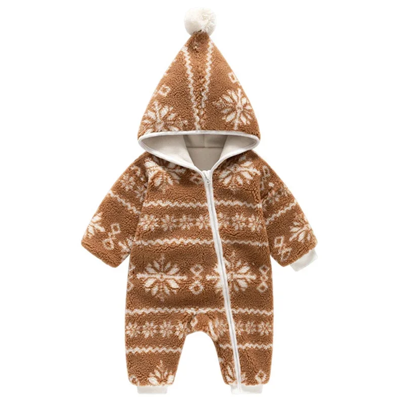 

Одежда для мальчиков и девочек, толстовка на молнии, комбинезон, новый рождественский комбинезон со снежинками, зимние теплые флисовые рождественские детские комбинезоны, рождественский наряд