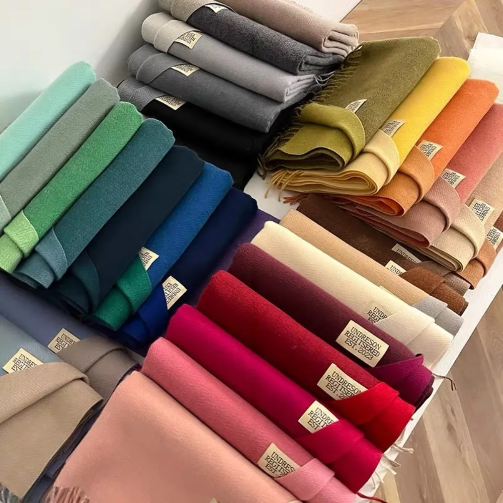 

Elegant Tassel Imitation Wool Scarf Two-sided Warm Cashmere Shawl Multicolor Winter Long Shawl Autumn Winter