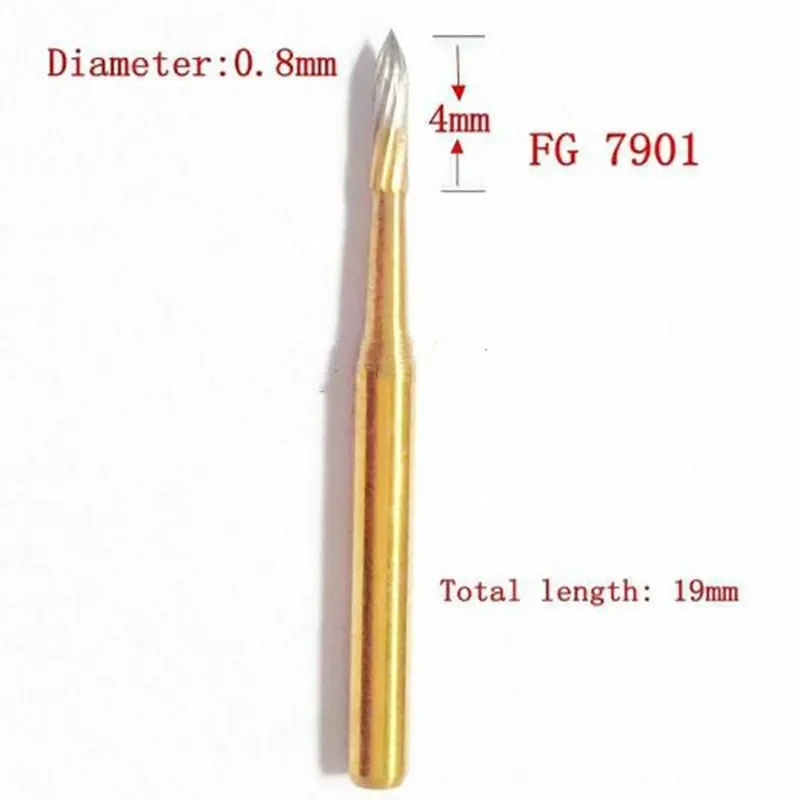 1 Box Dental Burs Trimming Finishing Drill Titanium Carbide Tungsten Plated High Speed FG 7901/7803/7104/7404 Dentistry Lab Tool