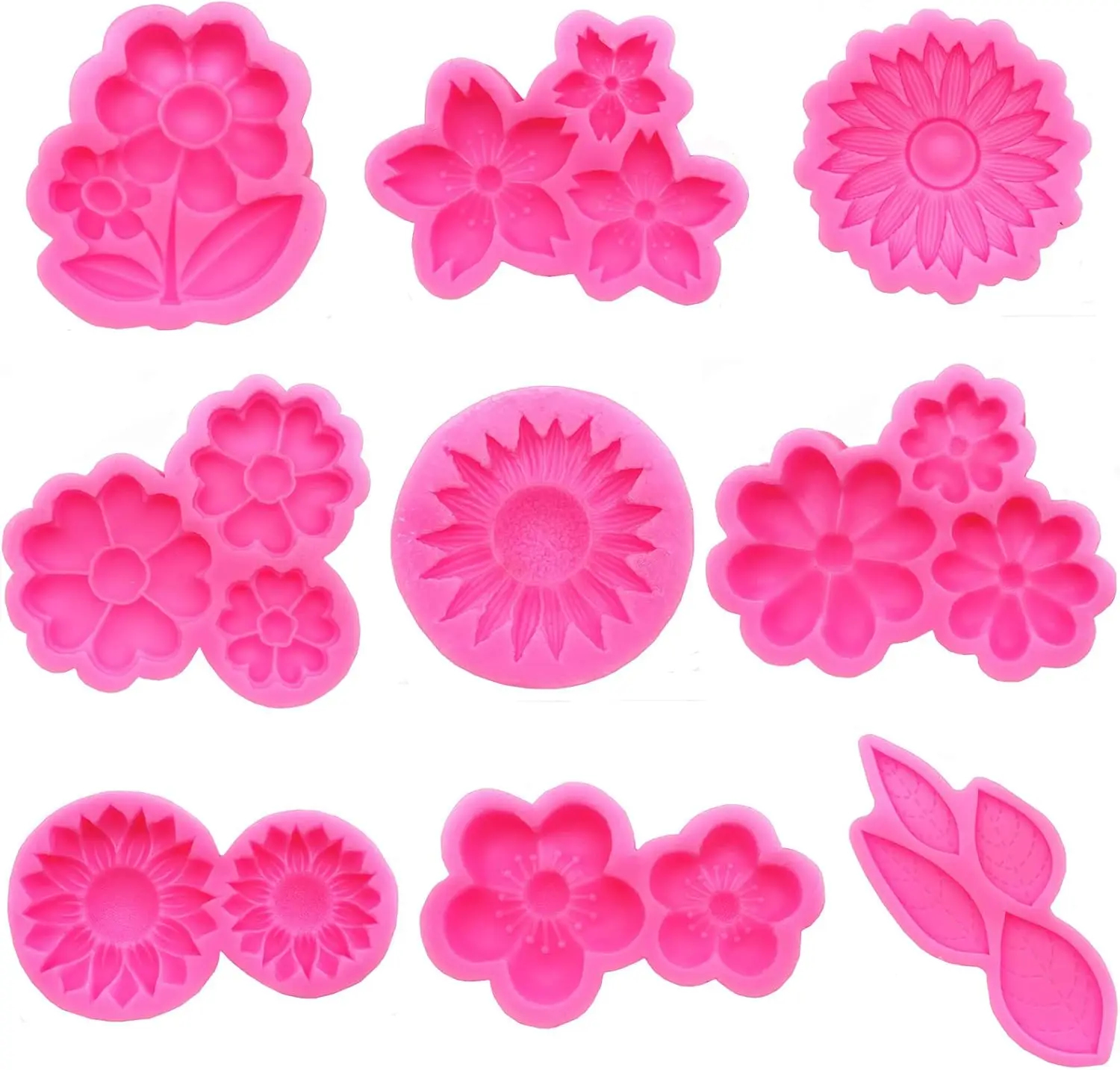 

9 Pcs Flowers Fondant Silicone Molds for Cupcake Dessert Chocolate Jelly Cookie Decor, Jewelry, Pastry, Chocolate Candy Making