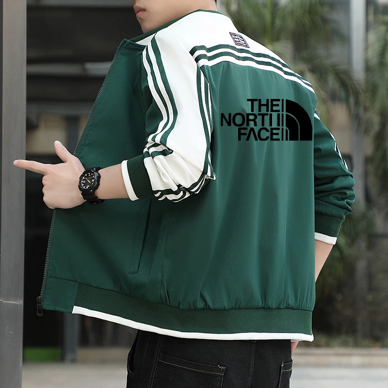 Spring and Autumn men's thin jacket, men's workwear, fashionable sports baseball jacket, striped top, college style casual jacke