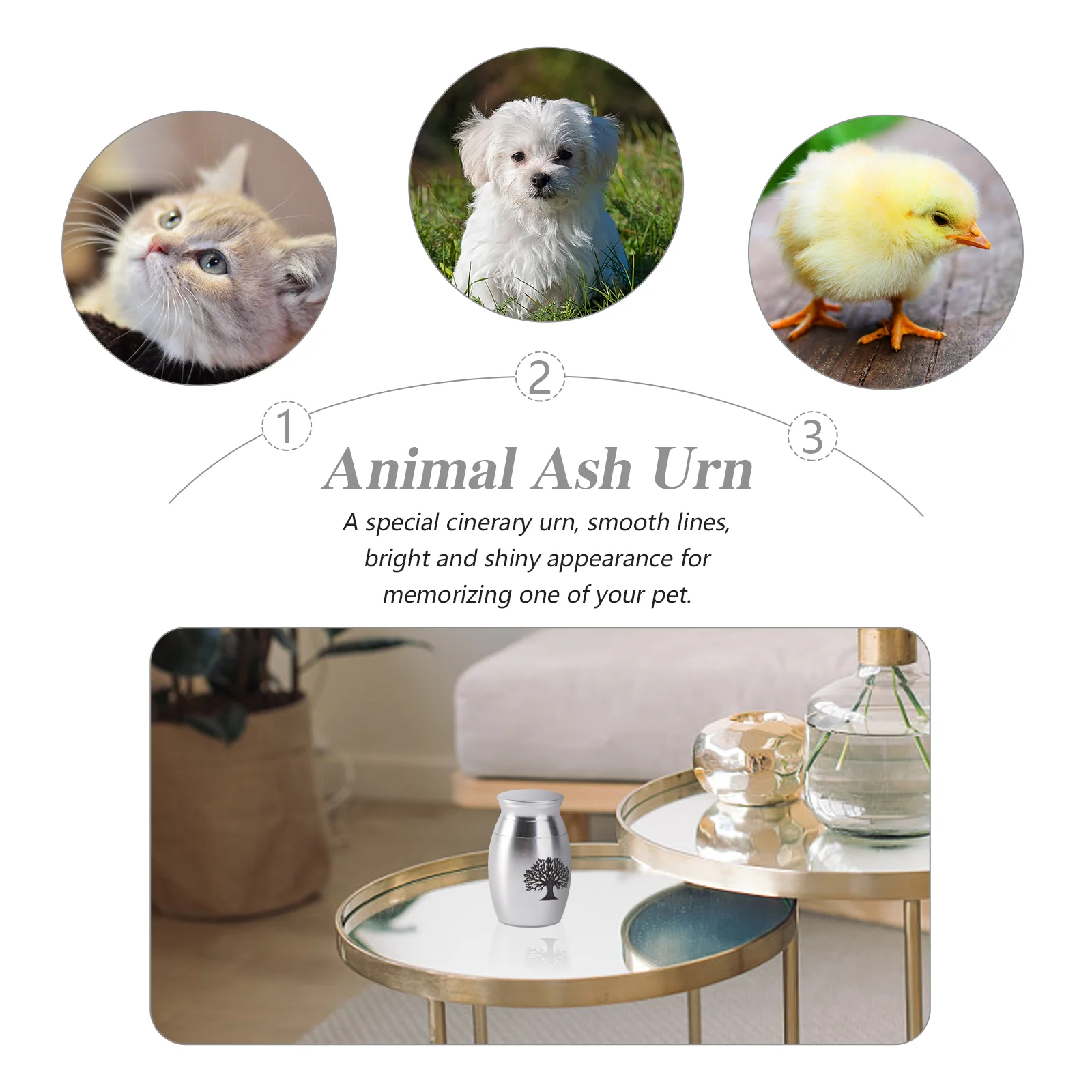 Urna para mascotas, lata de ceniza para perros y animales, tarro de acero inoxidable, contenedor práctico para el hogar, ataúd para tanque de gatos