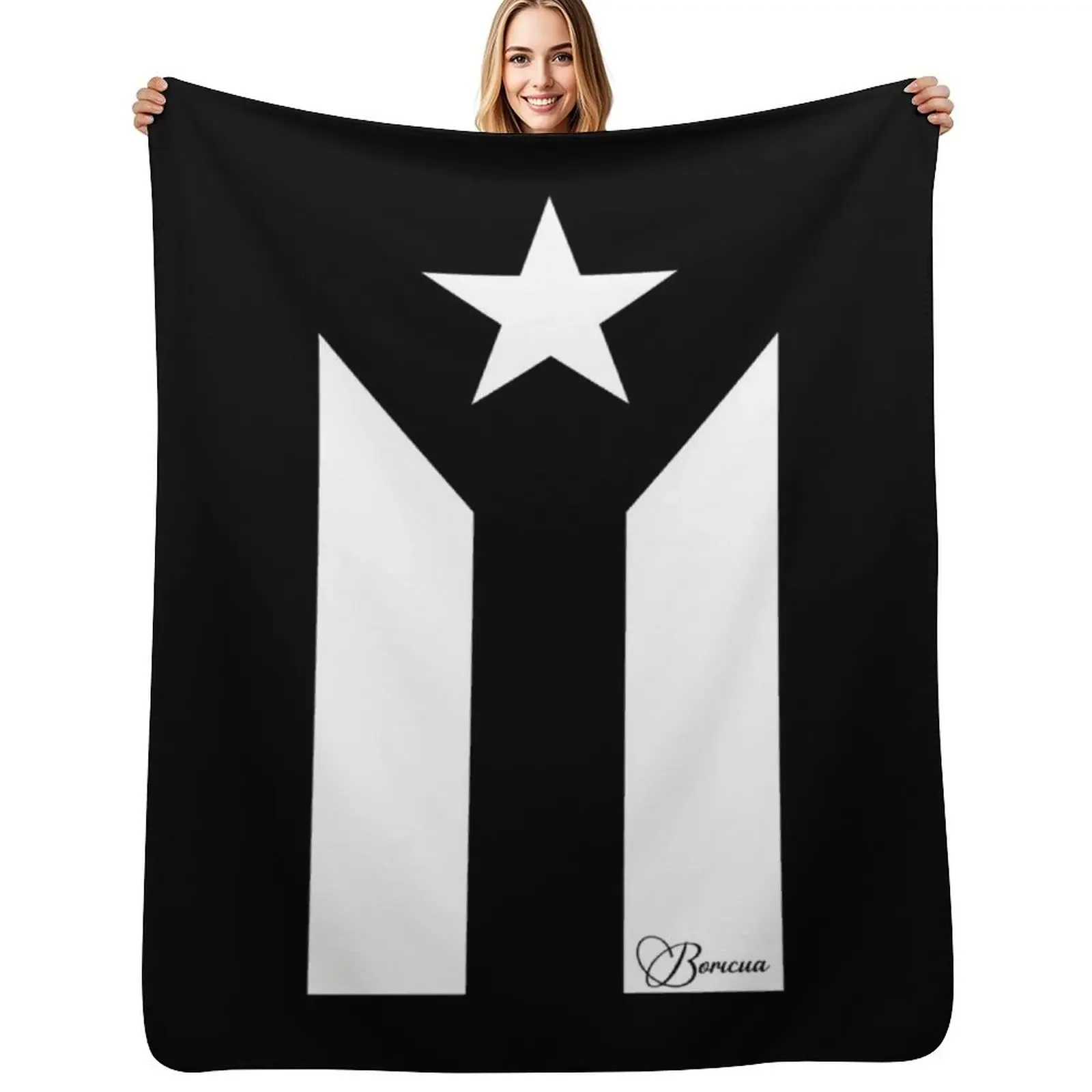 

Black Puerto Rican Flag Throw Blanket Blankets Sofas Of Decoration wednesday Winter beds Cute Plaid Blanket